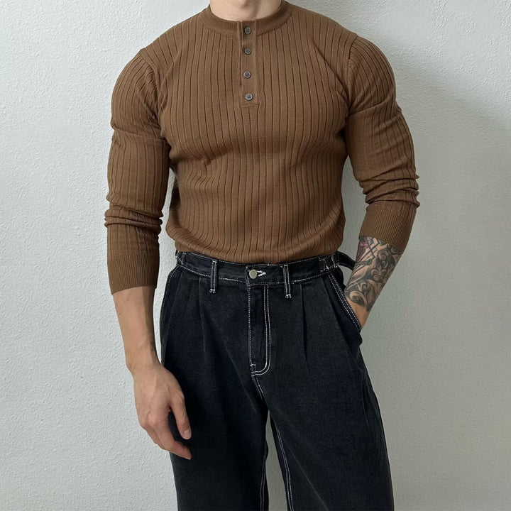 Men's Elegant Long Sleeve Shirt with Button Placket Mune Fashion