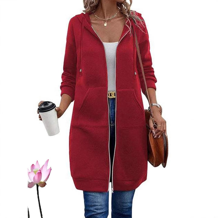 Women's Long Hooded Coat with Pockets