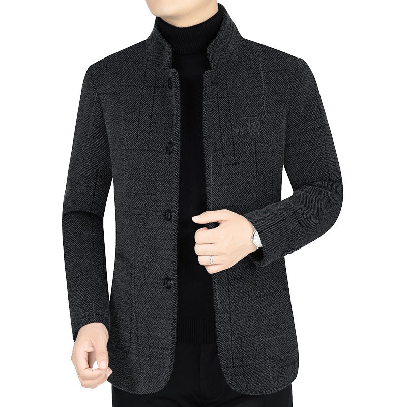 Men's blazer jacket in blazer look with stand-up collar and herringbone structure Mune Fashion