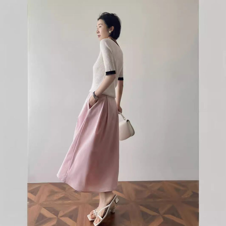 Women's Elegant and Casual Midi Blouse with Button Detail Drune
