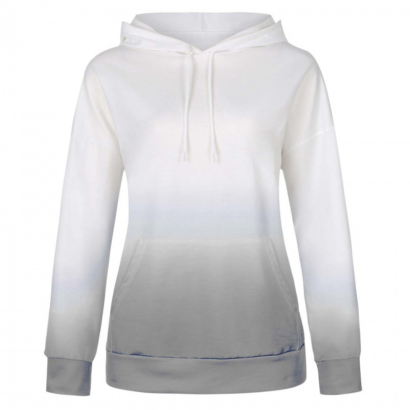 Women Oversized Hoodie with Dip-Dye Gradient and Kangaroo Pocket Mune Fashion