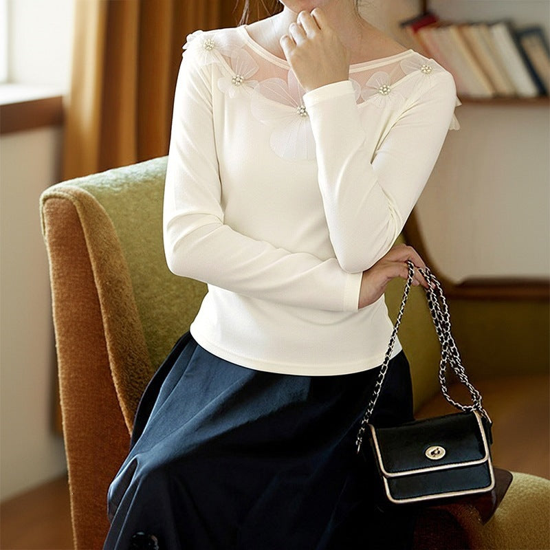 Ladies Elegant Top with Floral Accents Mune Fashion