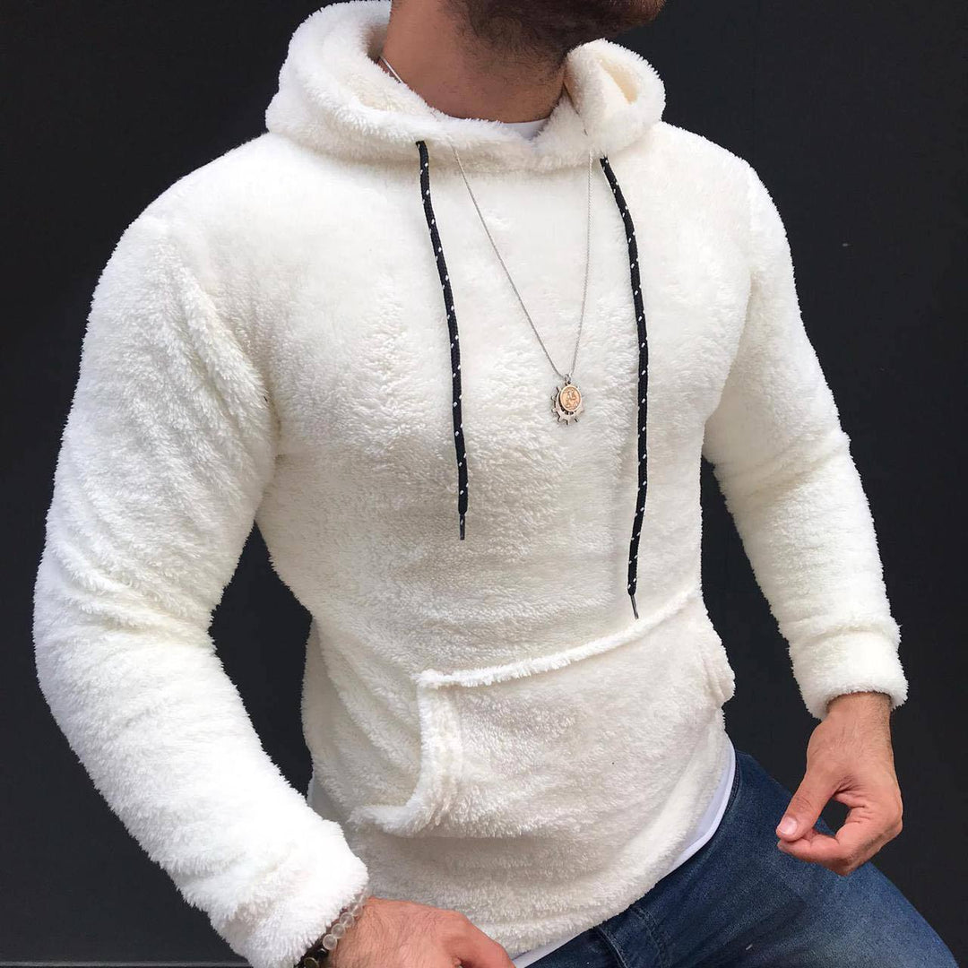 Men's Nano Teddy Plush Hoodie with Slim Fit and Kangaroo Pocket Mune Fashion