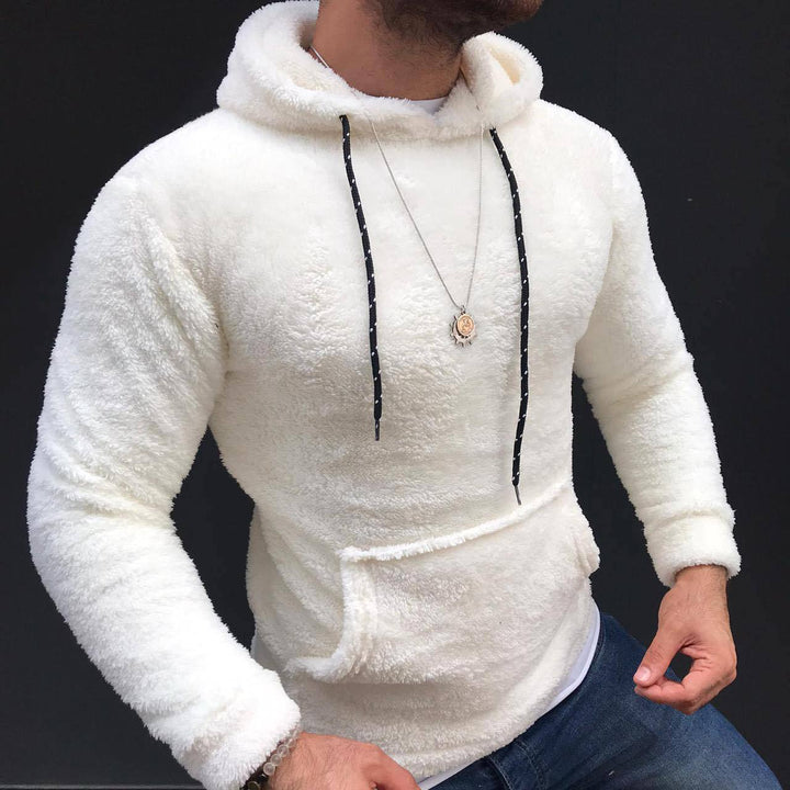 Men's Nano Teddy Plush Hoodie with Slim Fit and Kangaroo Pocket Mune Fashion