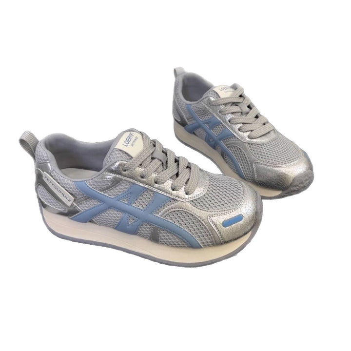 Women Lightweight Casual Sneakers with Mesh Structure, Shock-Absorbing EVA Midsole and Overlay Design Mune Fashion