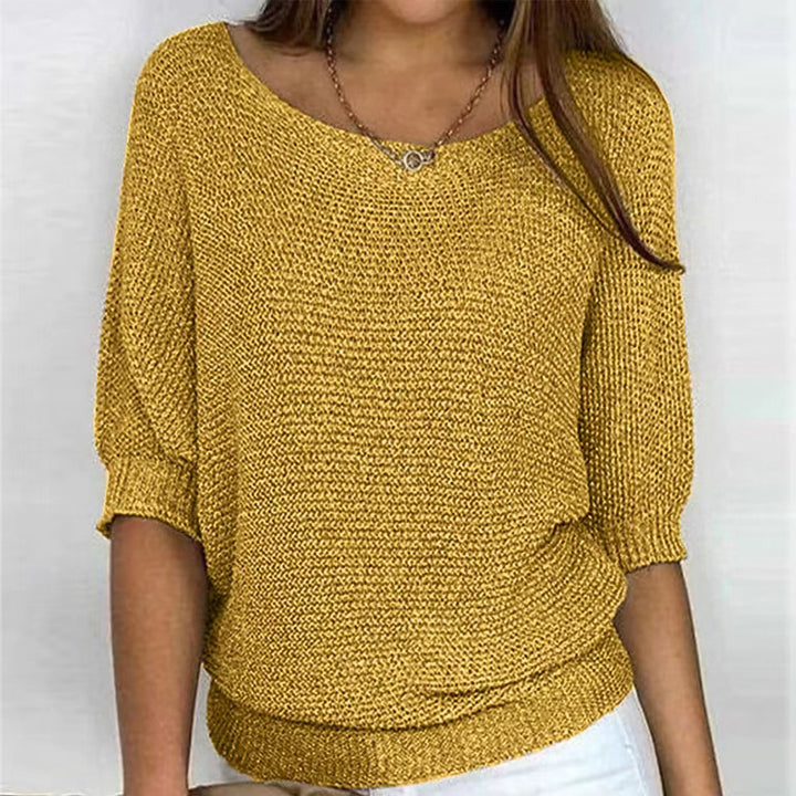 Ladies nan lightweight casual fine knit pullover with wide neckline Mune Fashion