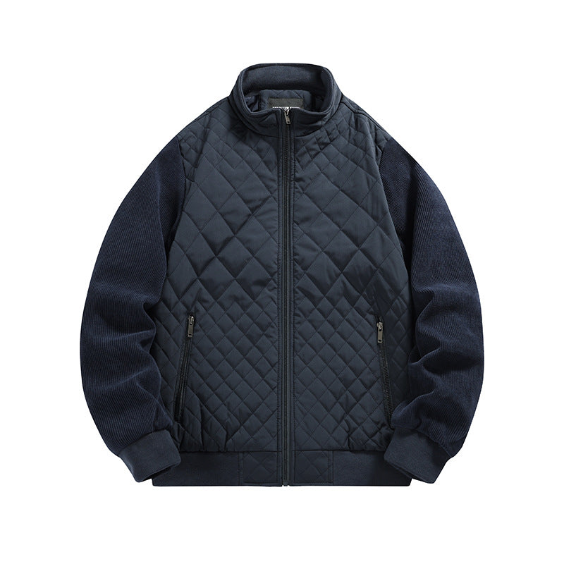 Men's quilted hybrid jacket with stand-up collar and knitted sleeves Mune Fashion