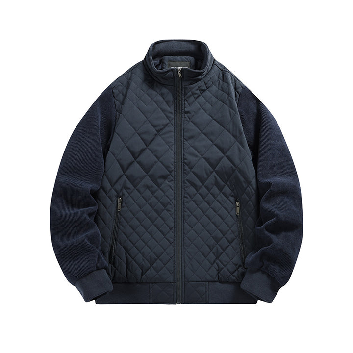 Men's quilted hybrid jacket with stand-up collar and knitted sleeves Mune Fashion