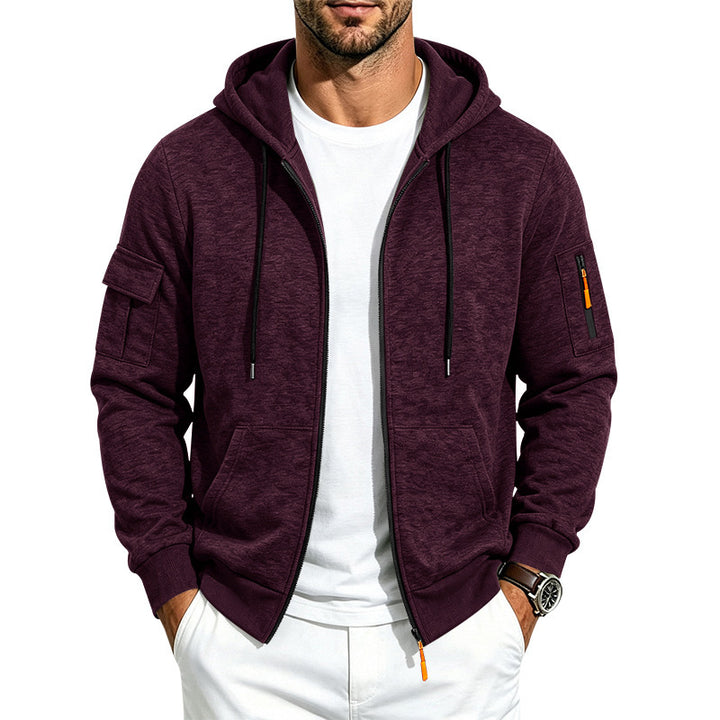 Men's hoodie sweatshirt jacket with zipper and sleeve pocket Mune Fashion
