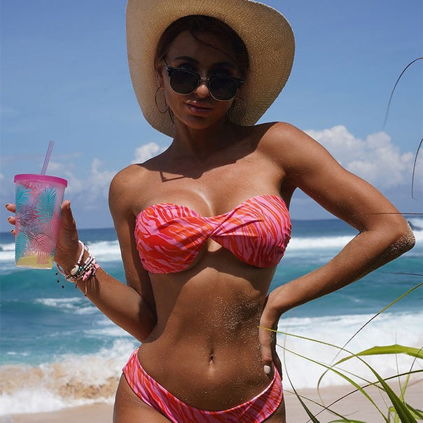 Women's bandeau bikini with elastic wrap design and high leg cut Mune Fashion