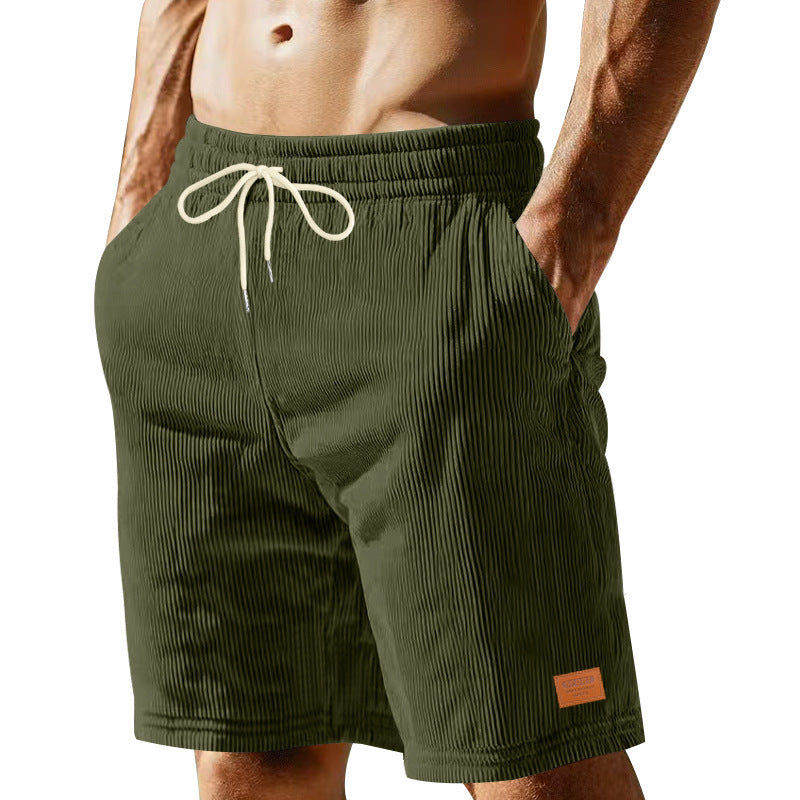 Men's casual Bermuda shorts made of finely structured cotton blend with elastic waistband and drawstring Mune Fashion