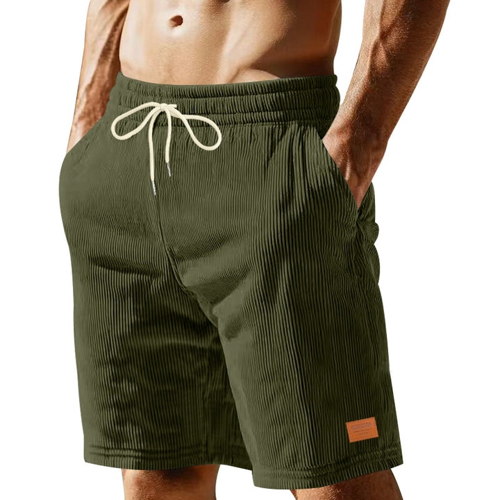 Men's casual Bermuda shorts made of finely structured cotton blend with elastic waistband and drawstring Mune Fashion