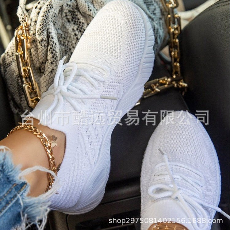 Women's lightweight knitted slip-on sneakers with lacing detail and cushioned lightweight sole Mune Fashion