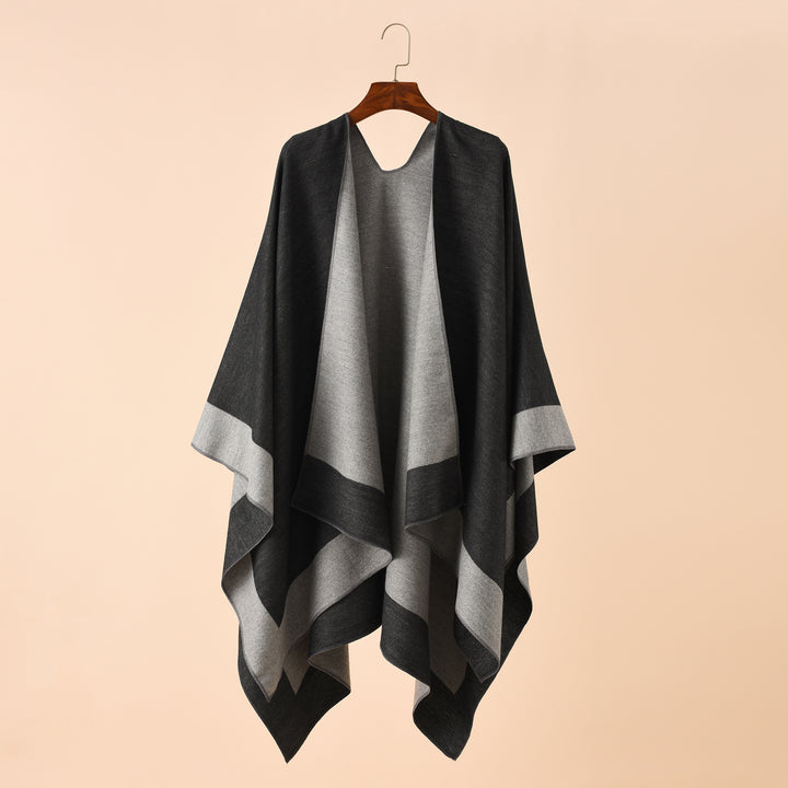 Women's Reversible Poncho made of fine Cashmere Blend Mune Fashion