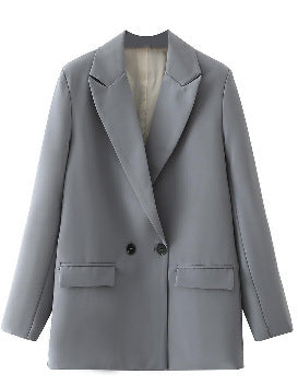 Women's Oversize Double-Breasted Blazer with Lapel and Soft Lining Mune Fashion