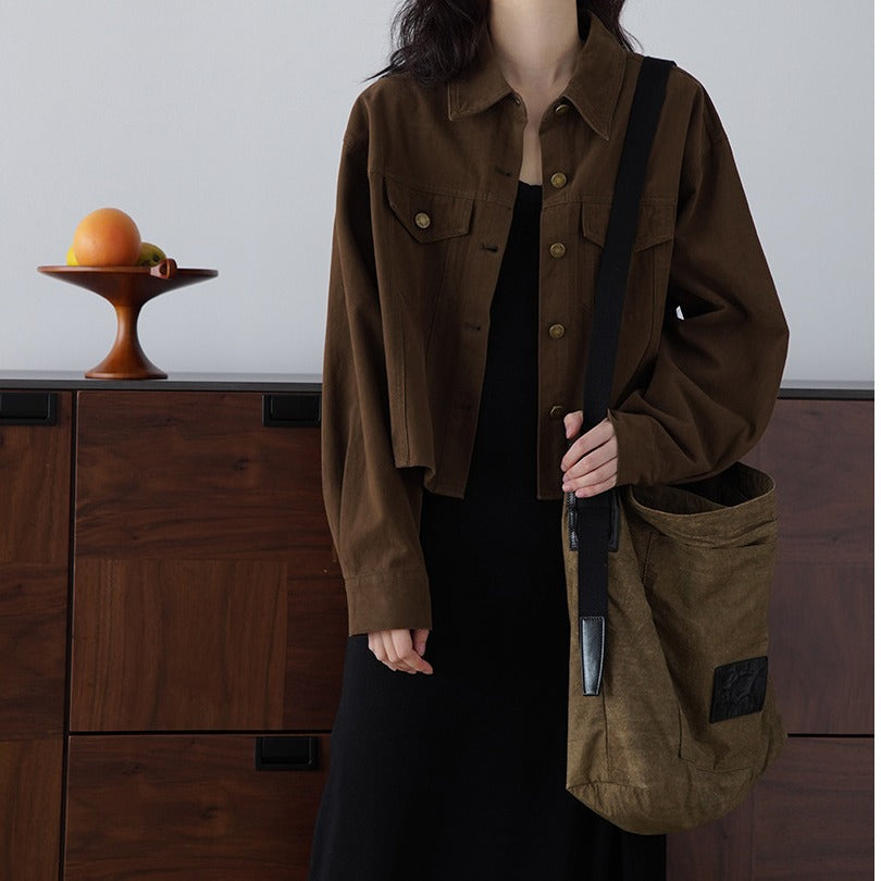 Women's Fashionable Oversized Jacket with Buttons and Practical Pockets Mune Fashion