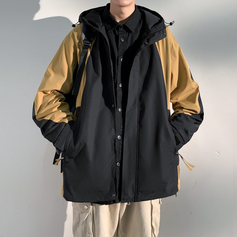 Men's two-layer softshell overlay jacket with hood, wind and water repellent membrane and adjustable hem Mune Fashion