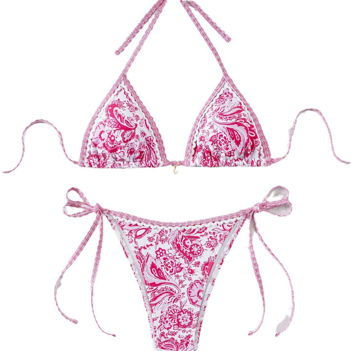 Women's triangle bikini with playful floral design and ties Mune Fashion