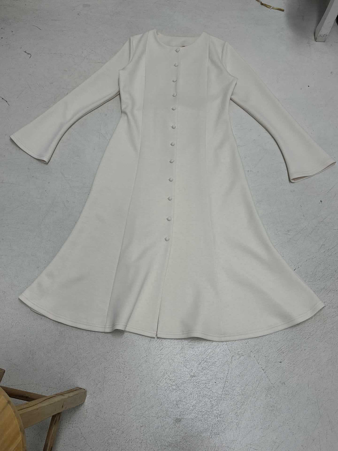 Women's Long Sleeve Midi Dress in A-Line Cut with Continuous Button Placket Mune Fashion