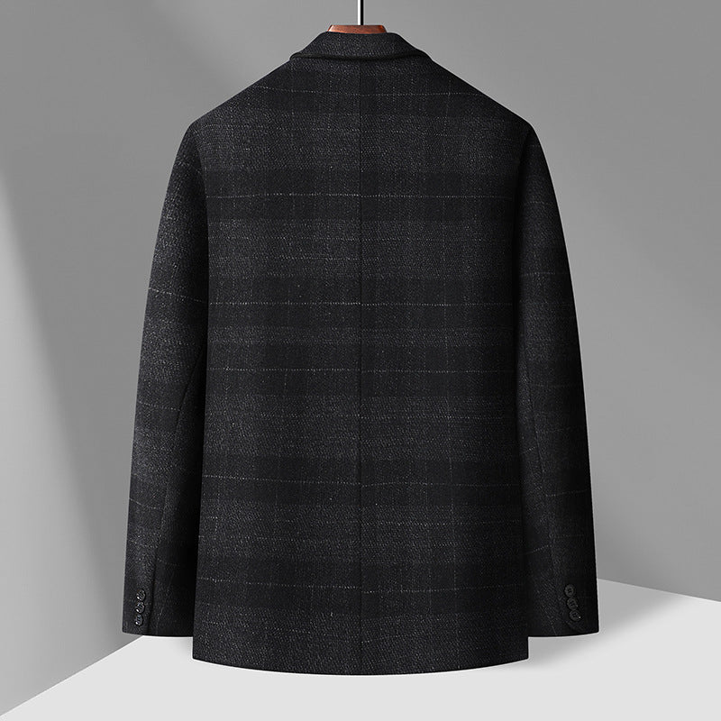 Men's Single-Breasted Wool Blend Jacket with Patch Pockets and Light Thermal Lining Mune Fashion