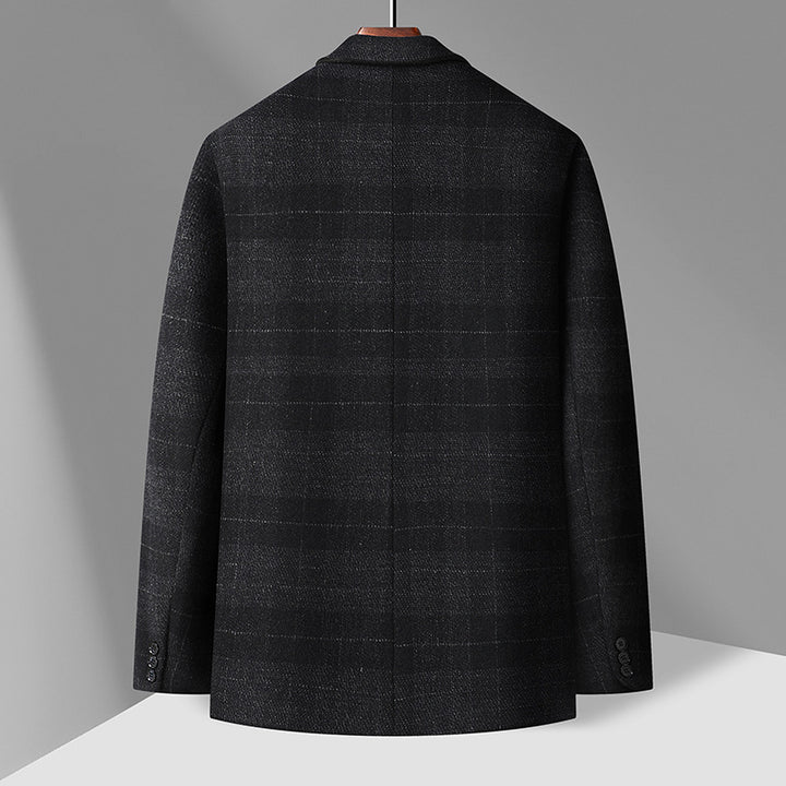 Men's Single-Breasted Wool Blend Jacket with Patch Pockets and Light Thermal Lining Mune Fashion