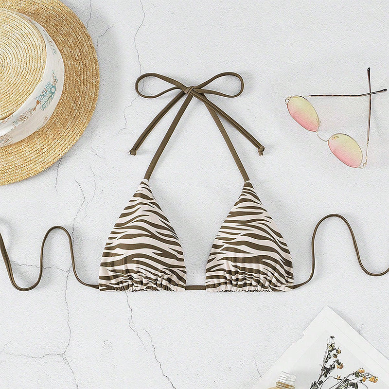 Women's triangle bikini with fashionable zebra pattern and tie detail Mune Fashion