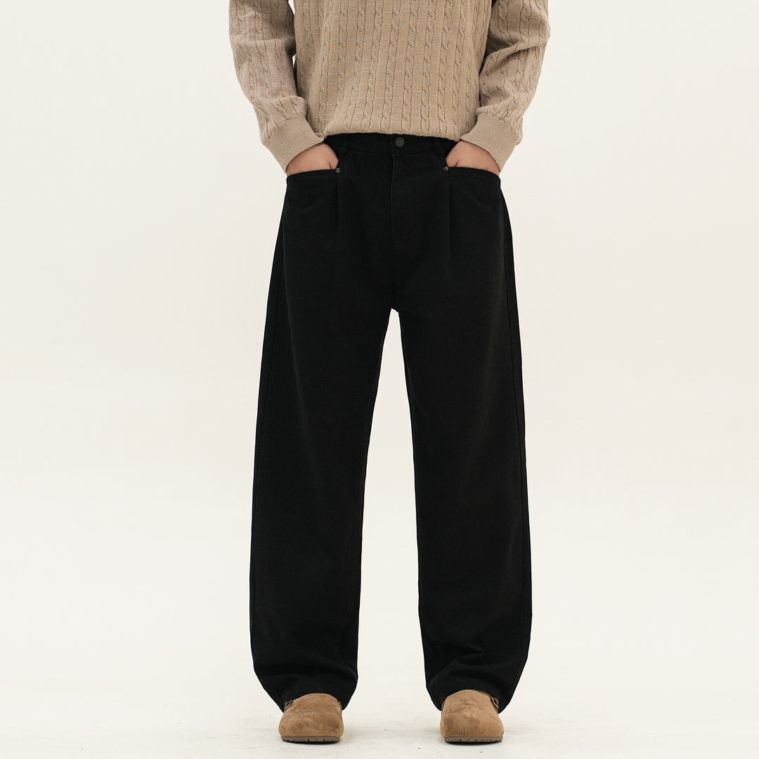 Men's loose Relax-Fit fabric trousers with a high waistband and straight leg Mune Fashion
