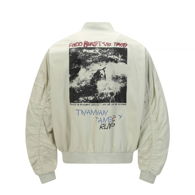 Unisex Short Cut Boxy Bomber Jacket with Concealed Front Placket and Flap Pockets Mune Fashion