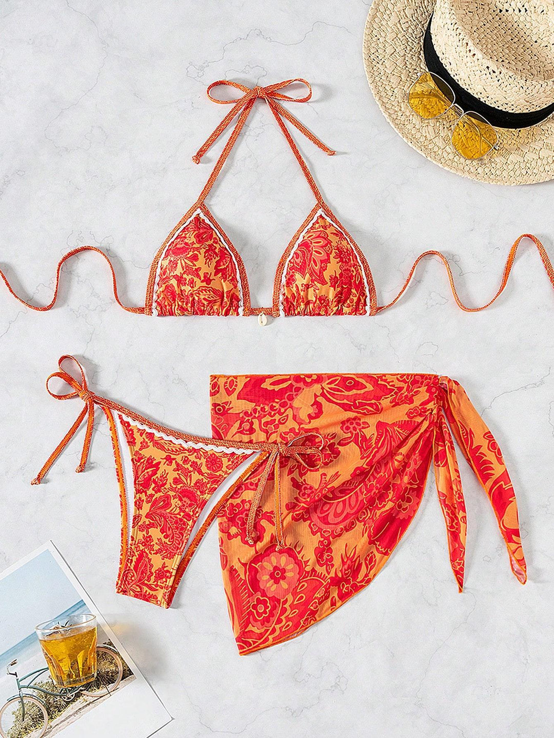 Women's Triangle Bikini Set with Elegant Wrap Skirt Mune Fashion