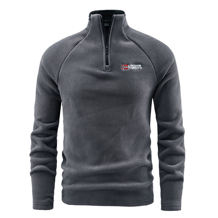 Men's Fluffy Zip Troyer Fleece Pullover with Stand-up Collar and Raglan Sleeves Mune Fashion