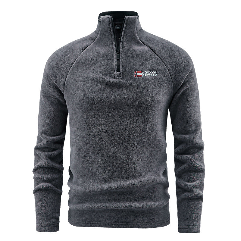Men's fleece half-zip pullover with high stand-up collar and raglan sleeves Mune Fashion