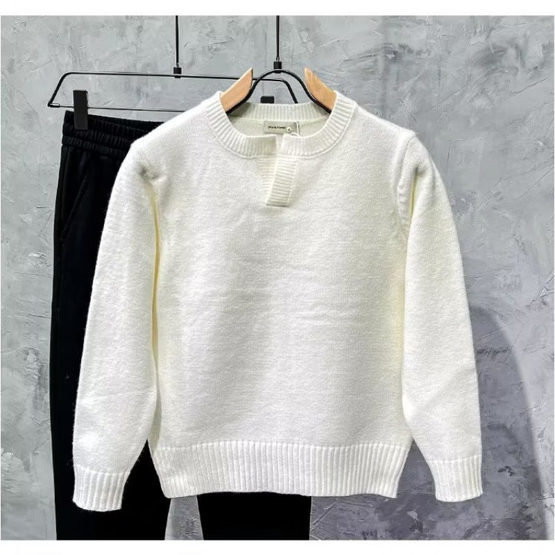 Ladies Cozy Knitted Sweater with Collar Mune Fashion