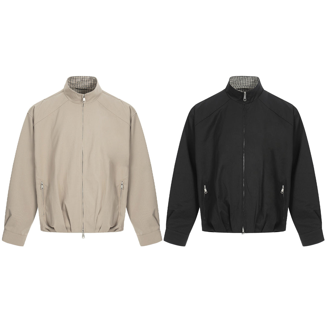 Men's Lightweight Windbreaker Blouson with Funnel Neck and Concealed Zippers Mune Fashion