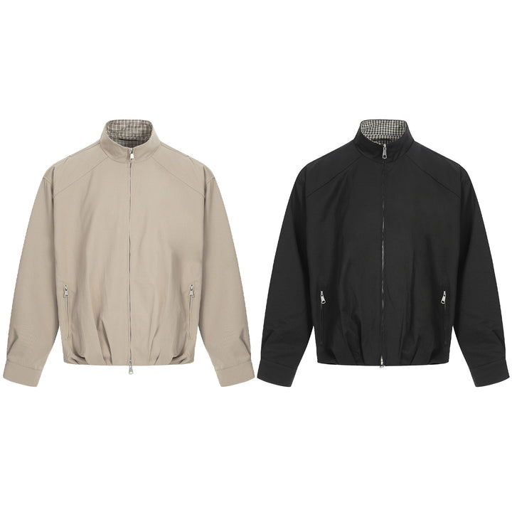 Men's Lightweight Windbreaker Blouson with Funnel Neck and Concealed Zippers Mune Fashion