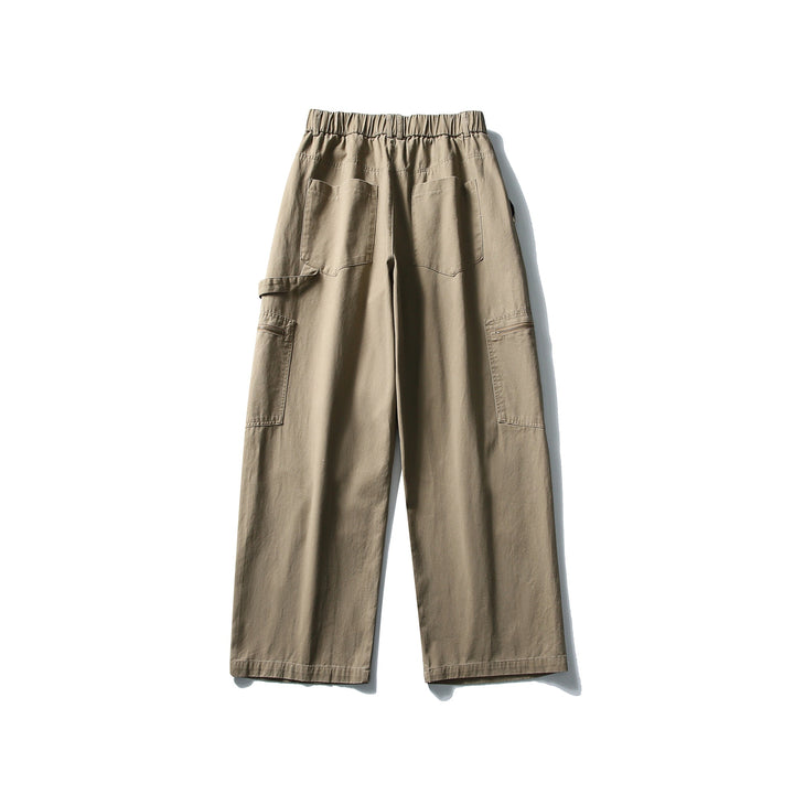 Women's Utility Cargo Pants with Wide Leg, High Elastic Waistband and Zipper Pockets Mune Fashion