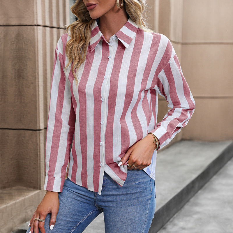 Ladies Striped Viscose Shirt Blouse with Kent Collar and Tailored Fit Mune Fashion