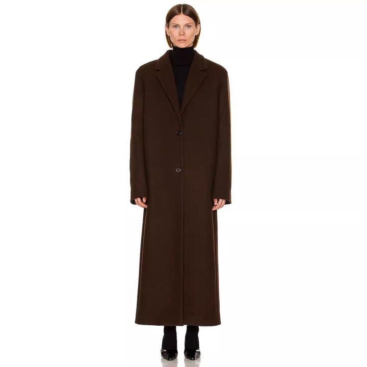 Women's Maximal One-Button Coat in Oversized Cut with Classic Lapel Mune Fashion