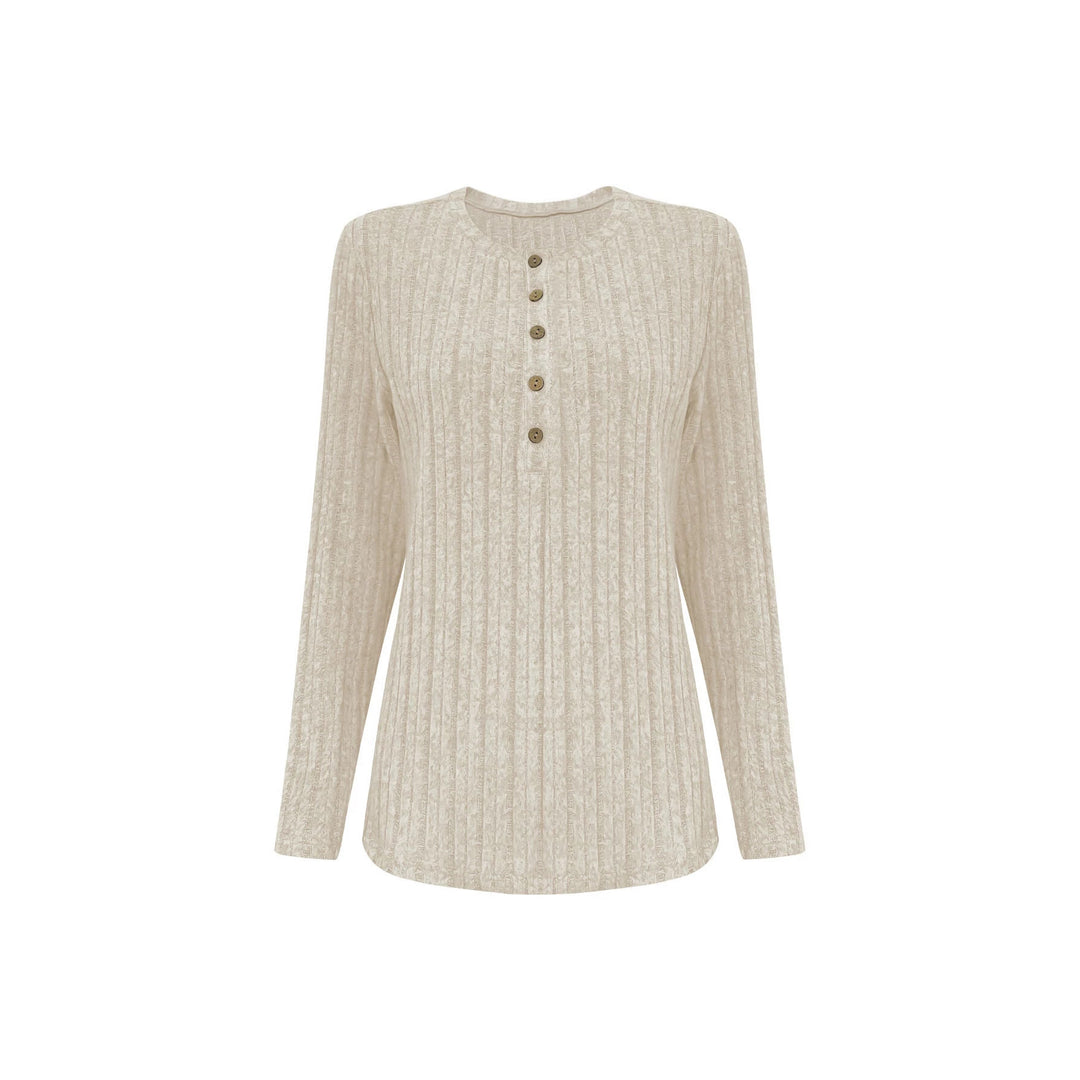 Women's Ribbed Comfort Two-Piece with Henley Top and Wide Palazzo Knit Pants Mune Fashion
