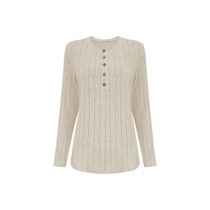 Women's Ribbed Comfort Two-Piece with Henley Top and Wide Palazzo Knit Pants Mune Fashion