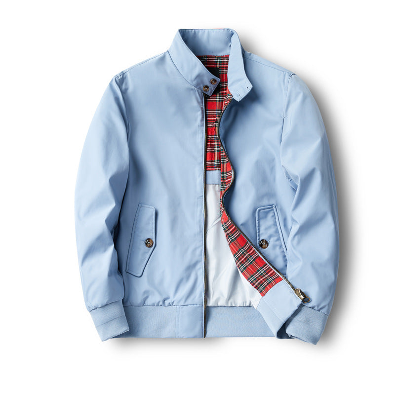 Men's short-cut Harrington jacket with stand-up collar, elastic cuffs and checkered inner lining Mune Fashion
