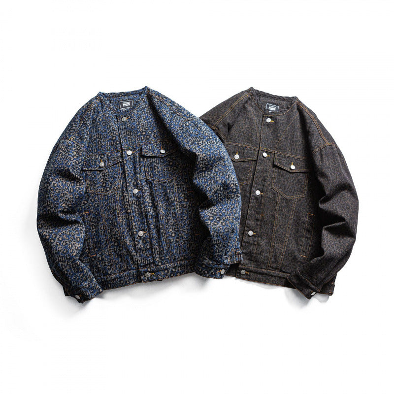 Men's Round Neck Denim Jacket in Boxy Cut with Contrast Stitching and Flap Pockets Mune Fashion