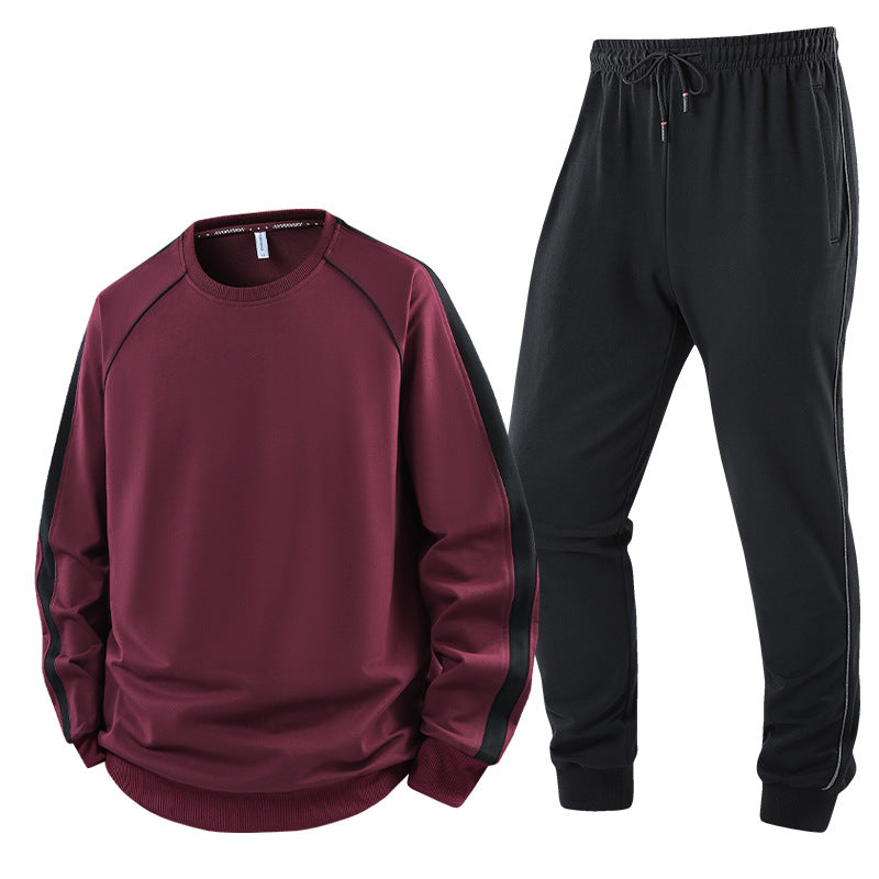 Men's leisure training suit set made of soft jersey with raglan sleeves & elastic drawstring Mune Fashion