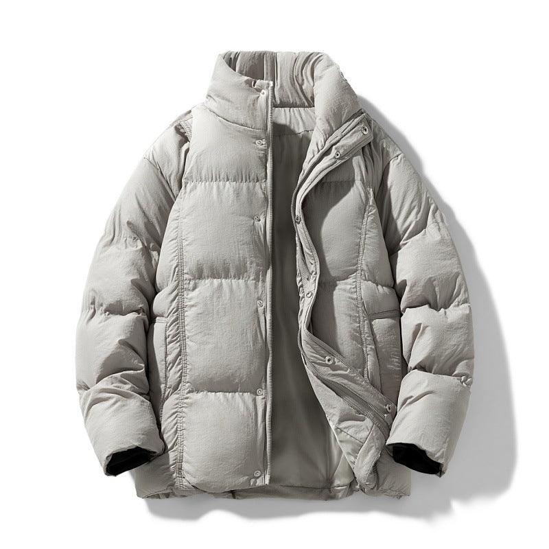 Men's quilted thermally insulated winter jacket with high stand-up collar and concealed snap button placket Mune Fashion