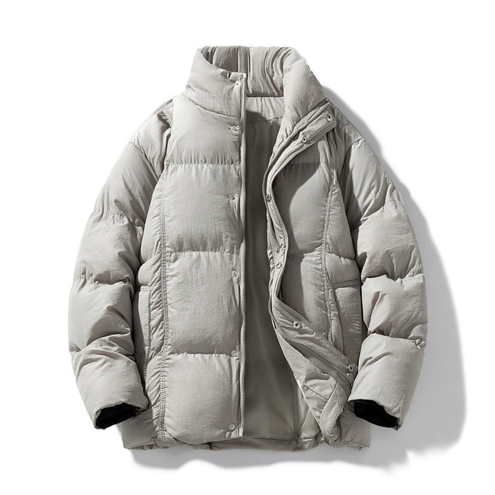 Men's quilted thermally insulated winter jacket with high stand-up collar and concealed snap button placket Mune Fashion
