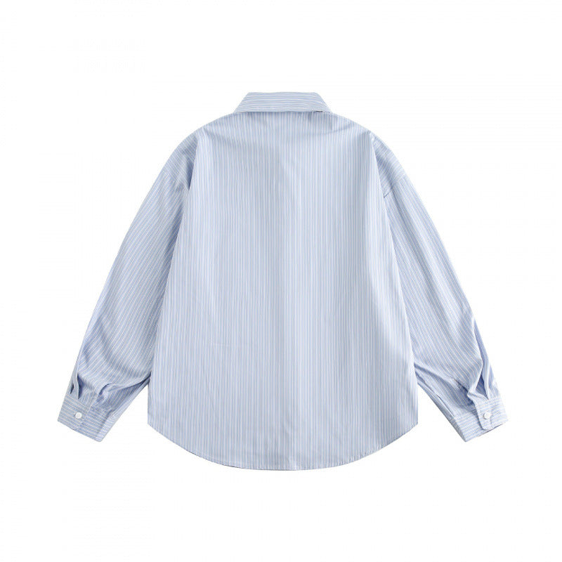 Men's loosely falling boxy shirt with fine pinstripes and chest pocket Mune Fashion