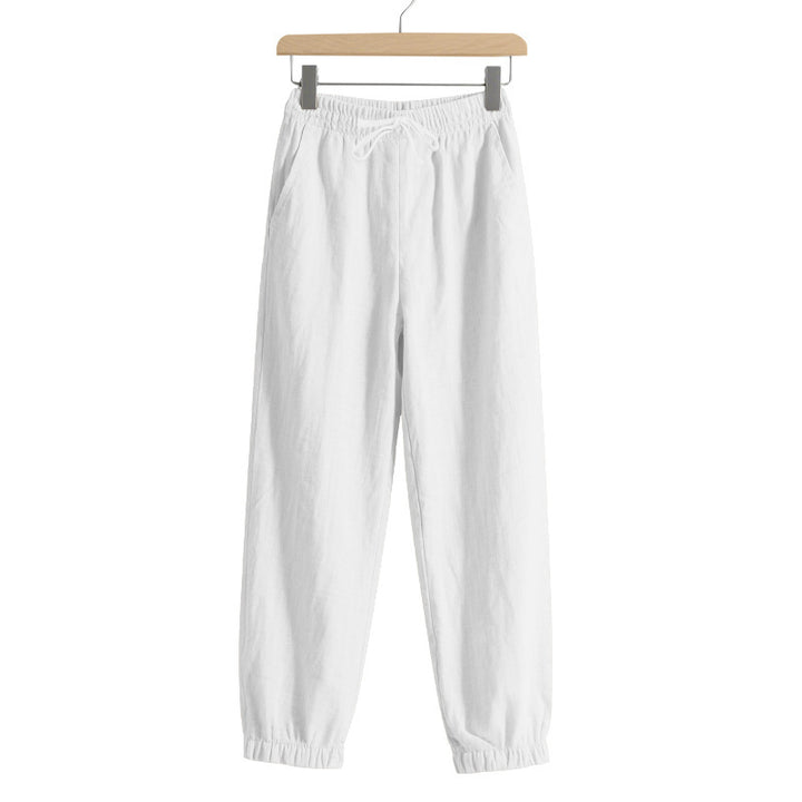 Women's relaxed-fit harem pants made of linenblend with drawstring waist and elastic ankle cuffs Mune Fashion