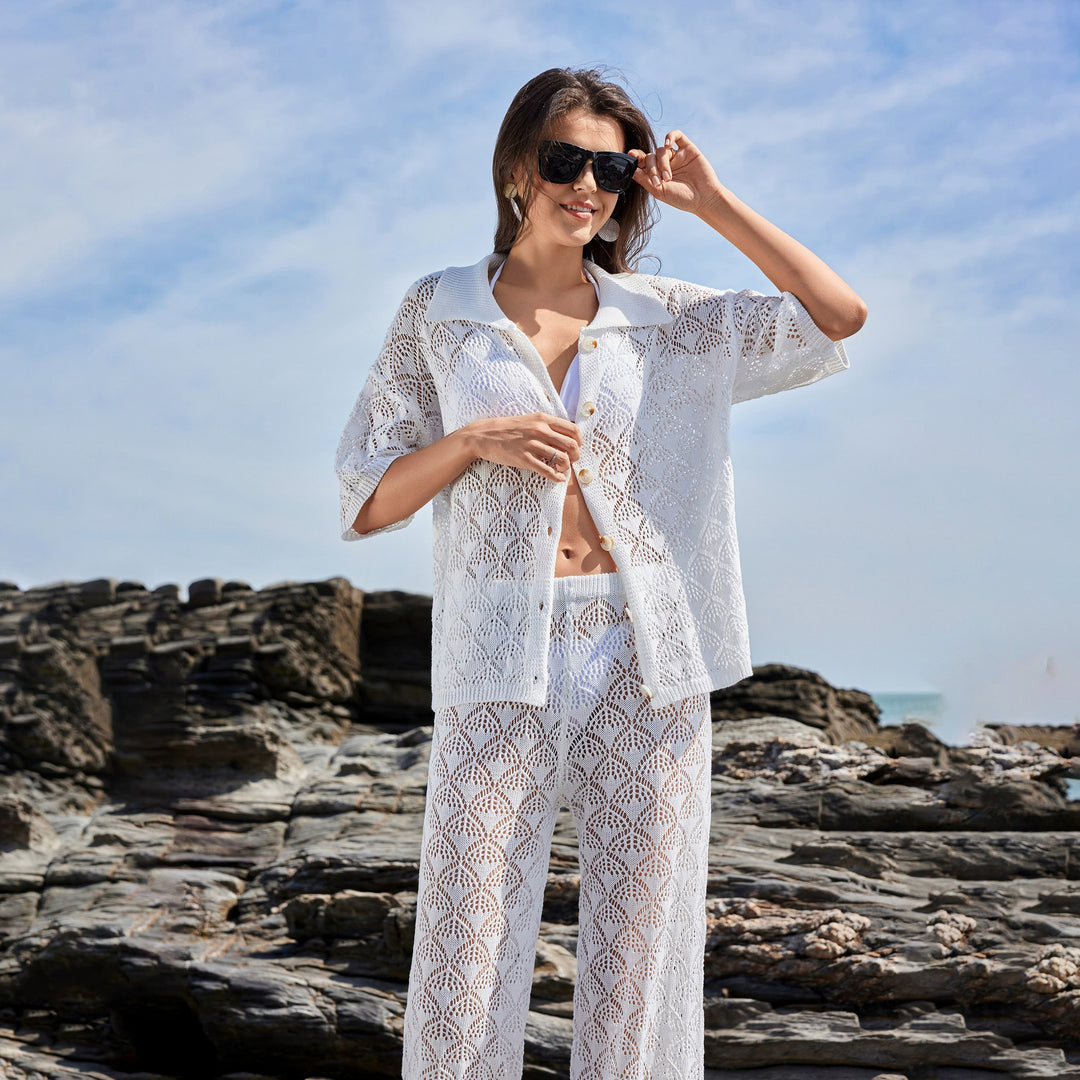 Women's Airy Crochet Kimono Jacket Mune Fashion