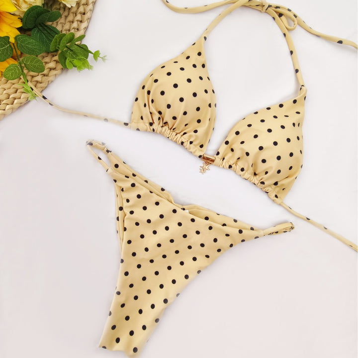 Women's Triangle Bikini with Floral Design and Adjustable Straps Mune Fashion