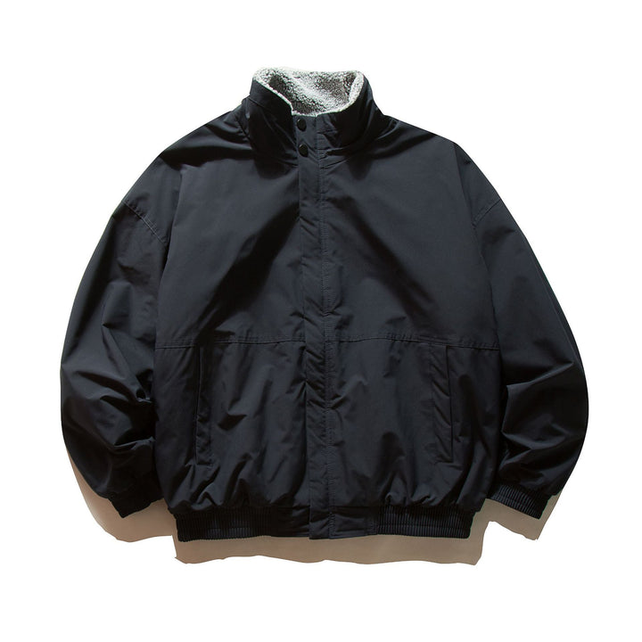 Unisex Short Cut Windproof Bomber with Teddy Lined Collar and Elastic Waist Mune Fashion