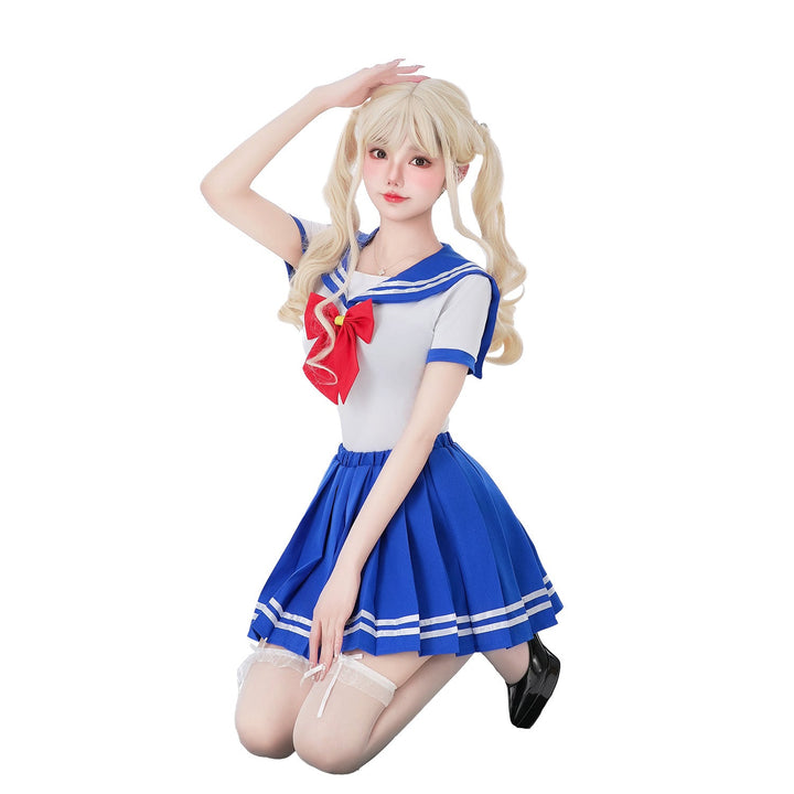 Women Schoolgirl Costume with characteristic collar and flared skirt Mune Fashion